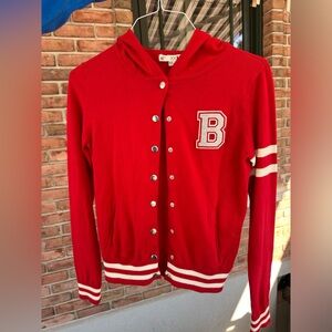 Forever 21 Rhinestone B Red Varsity Sweater